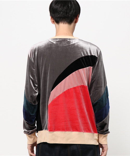 ALDIES(アールディーズ)の「Exchange Velor パッチワーク ベロアトップス(Tシャツ/カットソー・メンズ・ブラウン/ブルーグリーン/グレー・SMALL/MEDIUM/LARGE)」の5枚目の写真