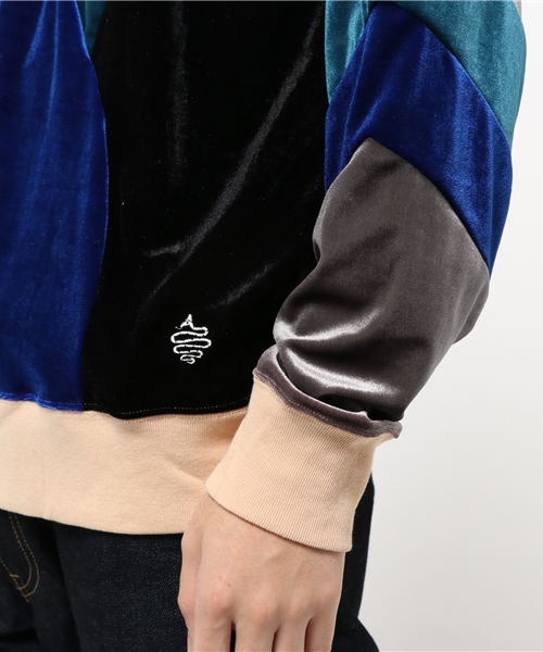 ALDIES(アールディーズ)の「Exchange Velor パッチワーク ベロアトップス(Tシャツ/カットソー・メンズ・ブラウン/ブルーグリーン/グレー・SMALL/MEDIUM/LARGE)」の7枚目の写真