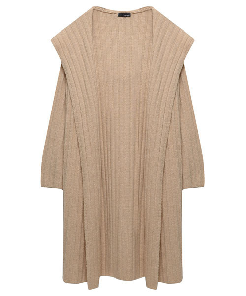 Re:EDIT（リエディ）の「[リエディ]フード付きブークレPUリブニットコート/コーディガン/アウター/カーディガン（カーディガン/ボレロ・レディース・グレー/ブラック/アイボリー/ピンクベージュ・LARGE/MEDIUM）」の4枚目の写真