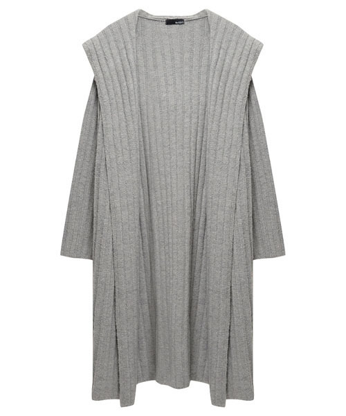 Re:EDIT（リエディ）の「[リエディ]フード付きブークレPUリブニットコート/コーディガン/アウター/カーディガン（カーディガン/ボレロ・レディース・グレー/ブラック/アイボリー/ピンクベージュ・LARGE/MEDIUM）」の5枚目の写真