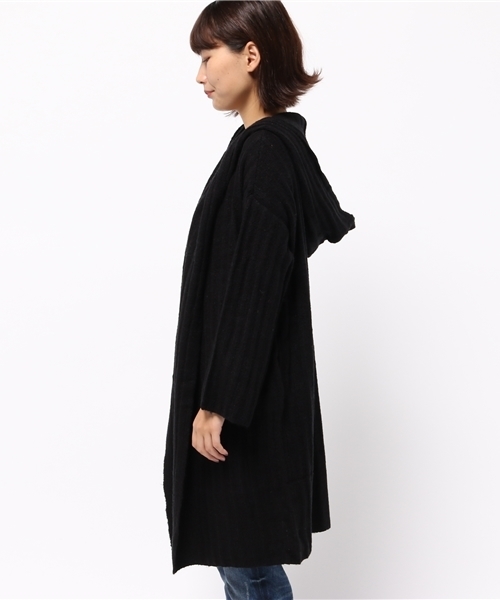 Re:EDIT（リエディ）の「[リエディ]フード付きブークレPUリブニットコート/コーディガン/アウター/カーディガン（カーディガン/ボレロ・レディース・グレー/ブラック/アイボリー/ピンクベージュ・LARGE/MEDIUM）」の7枚目の写真