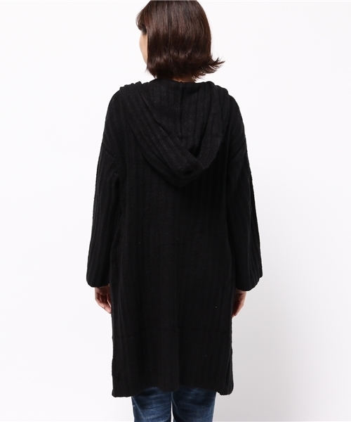 Re:EDIT（リエディ）の「[リエディ]フード付きブークレPUリブニットコート/コーディガン/アウター/カーディガン（カーディガン/ボレロ・レディース・グレー/ブラック/アイボリー/ピンクベージュ・LARGE/MEDIUM）」の8枚目の写真