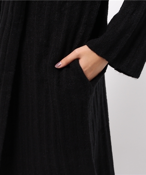 Re:EDIT（リエディ）の「[リエディ]フード付きブークレPUリブニットコート/コーディガン/アウター/カーディガン（カーディガン/ボレロ・レディース・グレー/ブラック/アイボリー/ピンクベージュ・LARGE/MEDIUM）」の11枚目の写真