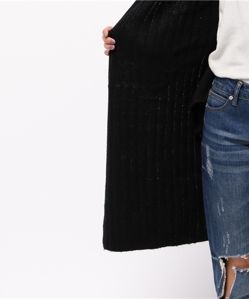 Re:EDIT（リエディ）の「[リエディ]フード付きブークレPUリブニットコート/コーディガン/アウター/カーディガン（カーディガン/ボレロ・レディース・グレー/ブラック/アイボリー/ピンクベージュ・LARGE/MEDIUM）」の13枚目の写真