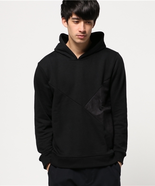 VENCEEXCHANGE（ヴァンスエクスチェンジ）の「裏毛スエード切替パーカープルオーバー（パーカー・メンズ・ブラック/グレー・MEDIUM/LARGE）」の2枚目の写真