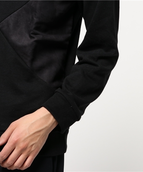 VENCEEXCHANGE（ヴァンスエクスチェンジ）の「裏毛スエード切替パーカープルオーバー（パーカー・メンズ・ブラック/グレー・MEDIUM/LARGE）」の6枚目の写真