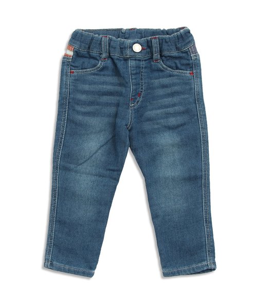 BREEZE(ブリーズ)の「スキニーデニムパンツ(10分丈)(デニムパンツ・キッズ・ネイビー/イエロー/グリーン/ブルー/オレンジ/パープル・140/95/100/120/130/80/90/110)」の4枚目の写真