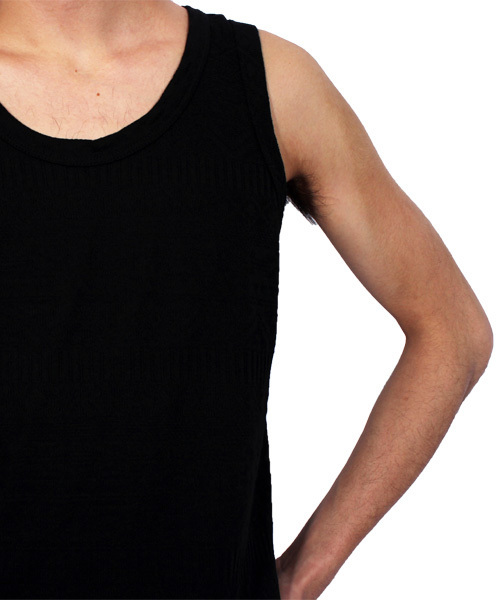 ８(eight)（エイト）の「ロング丈 タンクトップ ジャガード柄（タンクトップ・メンズ・ブラック/ホワイト/カーキ・MEDIUM/LARGE/X-LARGE）」の11枚目の写真