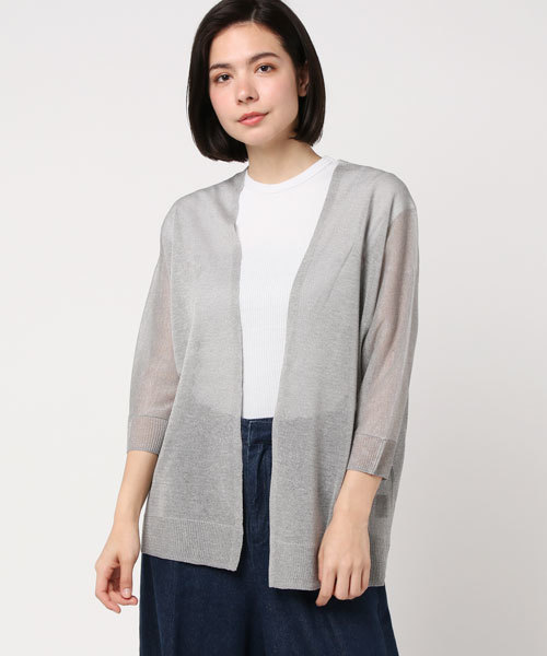 LBC（エルビーシー）の「12Gリネンレーヨンドルマンカーディガン    （カーディガン/ボレロ・レディース・ブラック/ライトグレー/オフホワイト・LARGE/MEDIUM）」の2枚目の写真
