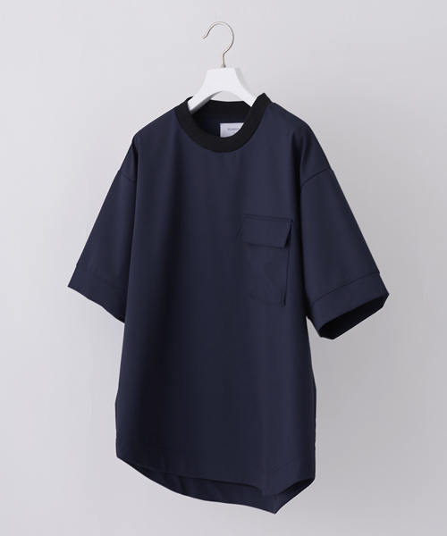 STUDIOUS（ステュディオス）の「STUDIOUS ギャバビッグポケットプルオーバーシャツ（Tシャツ/カットソー・メンズ・ネイビー/グレー・3/1/2）」の2枚目の写真