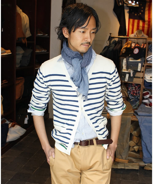 JOURNAL STANDARD(ジャーナルスタンダード)の「マリンボーダーカーデ △(カーディガン/ボレロ・メンズ・ホワイト系その他/グレー/ネイビー・MEDIUM/LARGE)」の2枚目の写真