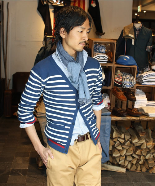 JOURNAL STANDARD(ジャーナルスタンダード)の「マリンボーダーカーデ △(カーディガン/ボレロ・メンズ・ホワイト系その他/グレー/ネイビー・MEDIUM/LARGE)」の3枚目の写真