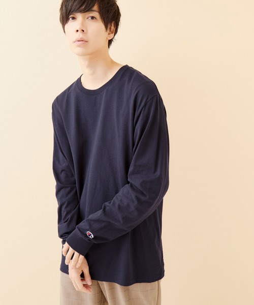 Champion（チャンピオン）の「Champion Authentic T-SHIRTS/ チャンピオン コットン Tシャツ ビッグシルエット (ロングスリーブ)（Tシャツ/カットソー・メンズ・ホワイト/ブラック/ネイビー/グレー/レッド/ロイヤルブルー・XL/XXL）」の4枚目の写真