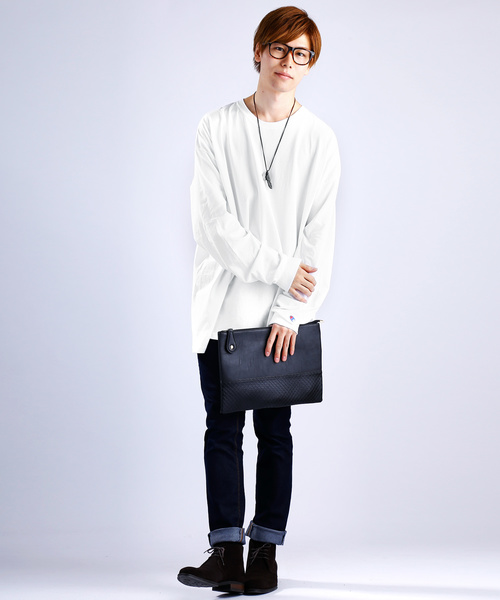 Champion（チャンピオン）の「Champion Authentic T-SHIRTS/ チャンピオン コットン Tシャツ ビッグシルエット (ロングスリーブ)（Tシャツ/カットソー・メンズ・ホワイト/ブラック/ネイビー/グレー/レッド/ロイヤルブルー・XL/XXL）」の14枚目の写真