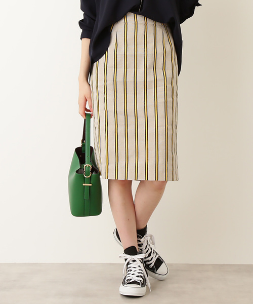 N.（N. Natural Beauty Basic）（エヌエヌナチュラルビューティーベーシック）の「◆麻ストライプタイトスカート（スカート・レディース・ベージュ系その他/ブルー系その他・MEDIUM）」の2枚目の写真