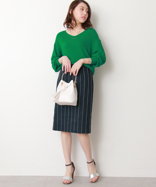 N.（N. Natural Beauty Basic）（エヌエヌナチュラルビューティーベーシック）の「◆麻ストライプタイトスカート（スカート・レディース・ベージュ系その他/ブルー系その他・MEDIUM）」の9枚目の写真