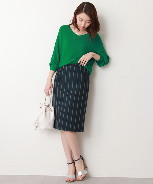 N.（N. Natural Beauty Basic）（エヌエヌナチュラルビューティーベーシック）の「◆麻ストライプタイトスカート（スカート・レディース・ベージュ系その他/ブルー系その他・MEDIUM）」の10枚目の写真