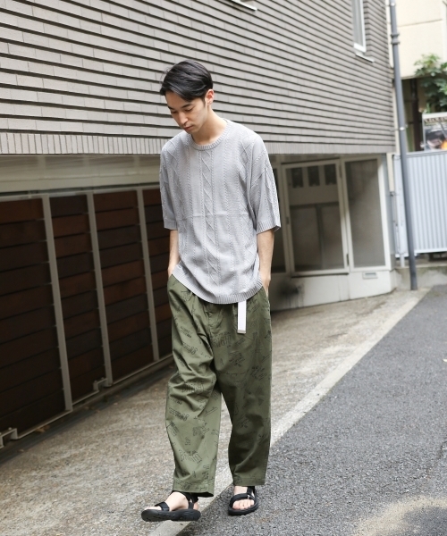 niko and...（ニコアンド）の「アラン柄半袖プルオーバーニット（ニット/セーター・メンズ・ネイビー/グレー/アイボリー・MEDIUM/LARGE）」の14枚目の写真