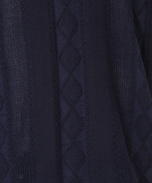 niko and...（ニコアンド）の「アラン柄半袖プルオーバーニット（ニット/セーター・メンズ・ネイビー/グレー/アイボリー・MEDIUM/LARGE）」の7枚目の写真