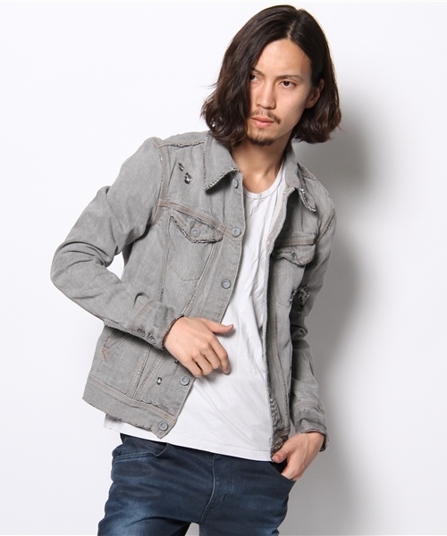 goa(ゴア)の「セルビッチブロークンデニムJK(デニムジャケット・メンズ・ブラック/インディゴブルー・1/2)」の2枚目の写真