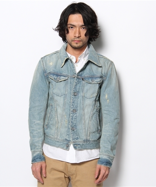 goa(ゴア)の「セルビッチブロークンデニムJK(デニムジャケット・メンズ・ブラック/インディゴブルー・1/2)」の4枚目の写真