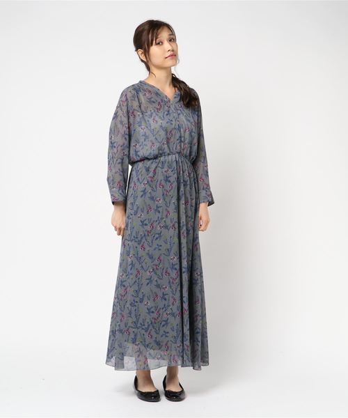 NOMBRE IMPAIR（ノンブルアンペール）の「ボタニカルプリント マキシ丈ワンピース（ワンピース・レディース・パープル/カーキ・FREE）」の9枚目の写真
