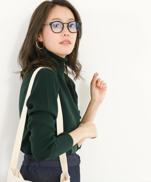 Social GIRL（ソーシャルガール）の「タートルネックリブニット（ニット/セーター・レディース・グレー/パープル/グリーン/ブルー/マスタード/ブラック/オフホワイト/ピンク/ベージュ/ブラウン・M/L）」の6枚目の写真