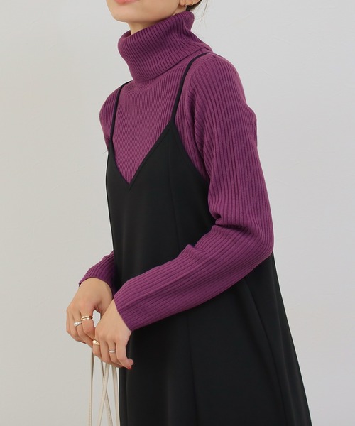 Social GIRL（ソーシャルガール）の「タートルネックリブニット（ニット/セーター・レディース・グレー/パープル/グリーン/ブルー/マスタード/ブラック/オフホワイト/ピンク/ベージュ/ブラウン・M/L）」の8枚目の写真