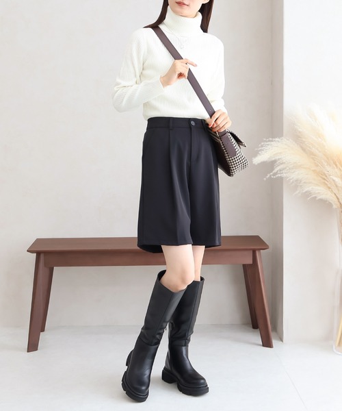 Social GIRL（ソーシャルガール）の「タートルネックリブニット（ニット/セーター・レディース・グレー/パープル/グリーン/ブルー/マスタード/ブラック/オフホワイト/ピンク/ベージュ/ブラウン・M/L）」の12枚目の写真