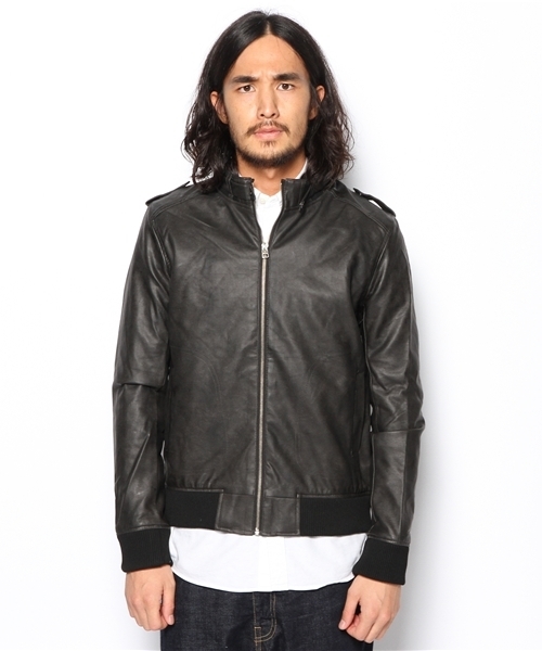 WEGO(ウィゴー)の「WEGO/フェイクレザーシングルライダースジャケット(ライダースジャケット・メンズ・ブラック/ブルー・MEDIUM/LARGE)」の3枚目の写真