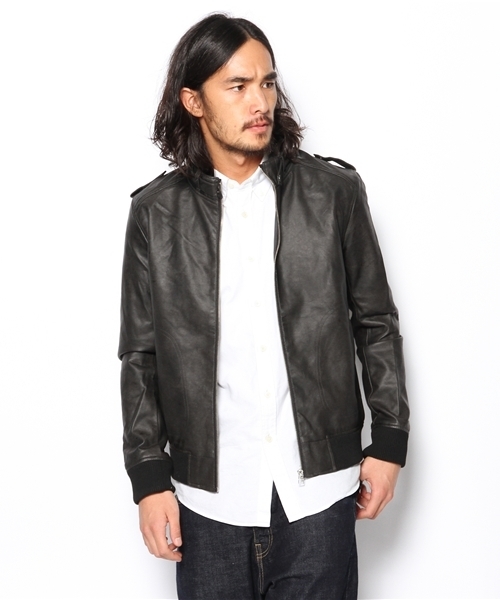 WEGO(ウィゴー)の「WEGO/フェイクレザーシングルライダースジャケット(ライダースジャケット・メンズ・ブラック/ブルー・MEDIUM/LARGE)」の6枚目の写真