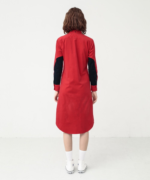 koe×THOM BROWNE（コエトムブラウン）の「WOMENS SHIRTDRESS（シャツワンピース・レディース・レッド/ブルー・MEDIUM/SMALL/LARGE）」の5枚目の写真