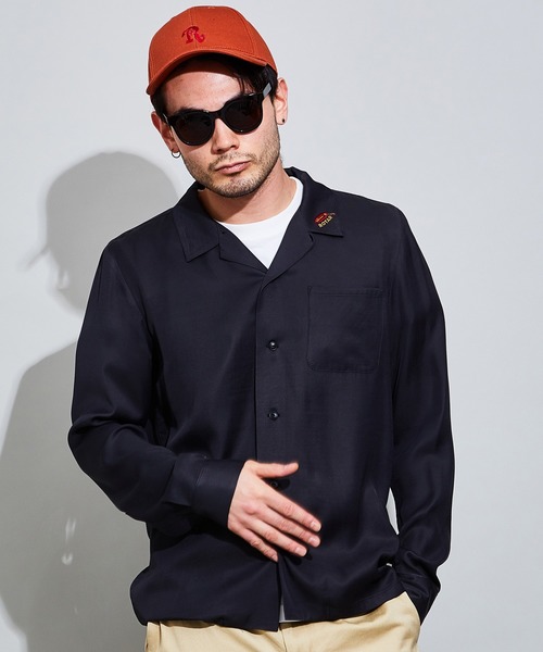 ROTAR(ローター)の「Rayon open collar shirt レーヨン オープンカラーシャツ(シャツ/ブラウス・メンズ・チャコールグレー/アイボリー/ピンク系その他・MEDIUM/LARGE)」の3枚目の写真