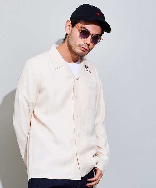ROTAR(ローター)の「Rayon open collar shirt レーヨン オープンカラーシャツ(シャツ/ブラウス・メンズ・チャコールグレー/アイボリー/ピンク系その他・MEDIUM/LARGE)」の2枚目の写真