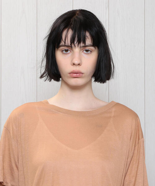 BASERANGE（ベースレンジ）の「＜BASERANGE＞LOOSE T-SHIRT/Tシャツ（Tシャツ/カットソー・レディース・ナチュラル/ブラック・SMALL/MEDIUM/FREE）」の9枚目の写真