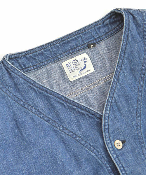 orSlow（オアスロウ）の「orSlow/オアスロウ NO COLLAR DENIM SHIRT（シャツ/ブラウス・メンズ・ブルー・2/4/3）」の10枚目の写真