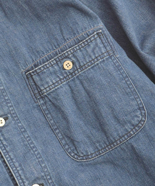 orSlow（オアスロウ）の「orSlow/オアスロウ NO COLLAR DENIM SHIRT（シャツ/ブラウス・メンズ・ブルー・2/4/3）」の12枚目の写真