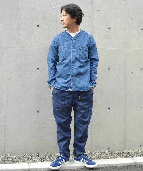 新品ORSLOW デニム長袖シャツ サイズ2 ブルー 楽天市場】orslow（オアスロウ）メンズ ノーカラー インナー デニム