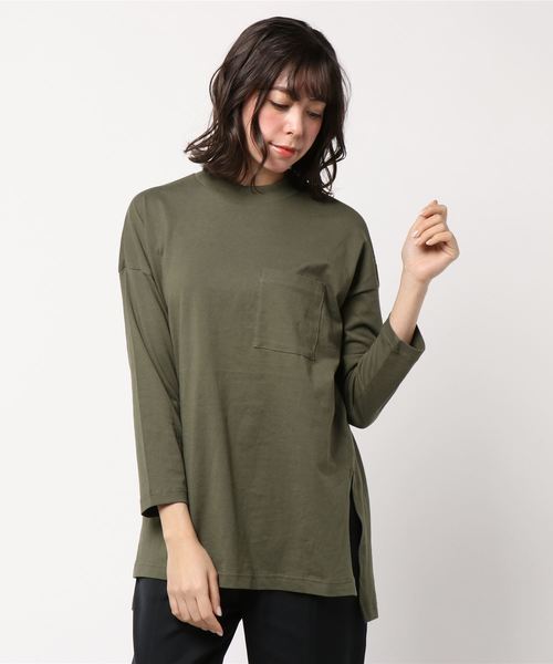 AMERICAN HOLIC（アメリカンホリック）の「ポケット付カットチュニック1（Tシャツ/カットソー・レディース・ブラック/ネイビー/ホワイト系その他/カーキ・FREE）」の3枚目の写真