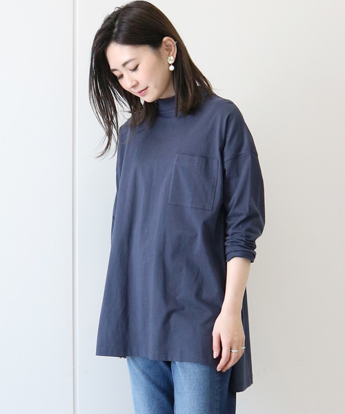 AMERICAN HOLIC（アメリカンホリック）の「ポケット付カットチュニック1（Tシャツ/カットソー・レディース・ブラック/ネイビー/ホワイト系その他/カーキ・FREE）」の4枚目の写真