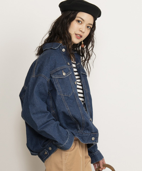 WEGO（ウィゴー）の「WEGO/タックBIG Gジャン（デニムジャケット・レディース・インディゴブルー/ダークインディゴブルー/ライトインディゴブルー・FREE）」の3枚目の写真