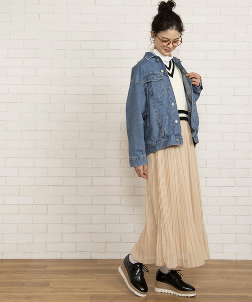 WEGO（ウィゴー）の「WEGO/タックBIG Gジャン（デニムジャケット・レディース・インディゴブルー/ダークインディゴブルー/ライトインディゴブルー・FREE）」の8枚目の写真