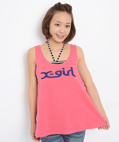 X-girl（エックスガール）の「2 PIECE SET TOP（Tシャツ/カットソー・レディース・ホワイト/ブラック/ピンク・1/2）」の5枚目の写真