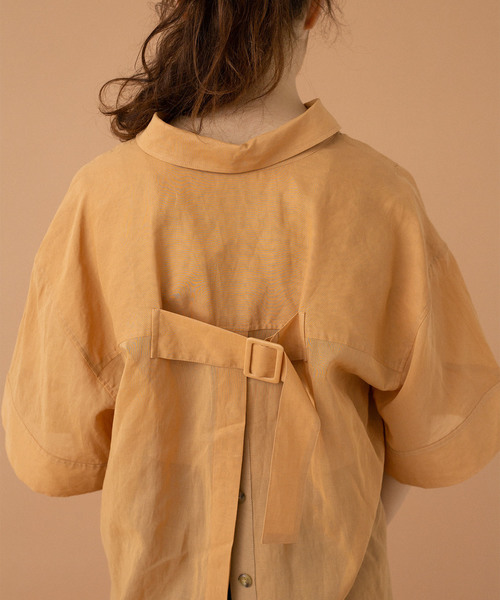 UNITED TOKYO（ユナイテッドトウキョウ）の「オーガンシャツチュニック（シャツ/ブラウス・レディース・ベージュ/マルチ/ブラック・1）」の4枚目の写真