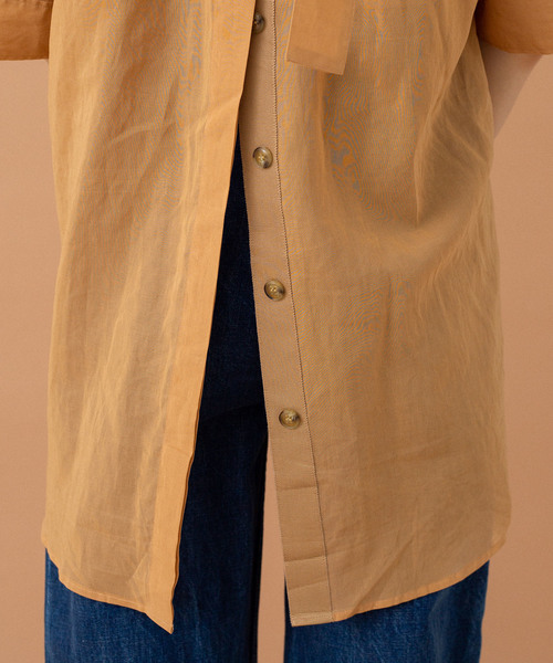 UNITED TOKYO（ユナイテッドトウキョウ）の「オーガンシャツチュニック（シャツ/ブラウス・レディース・ベージュ/マルチ/ブラック・1）」の5枚目の写真