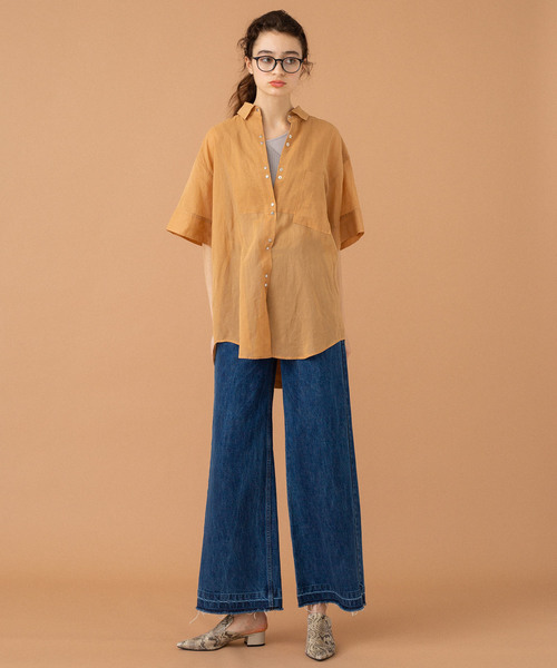 UNITED TOKYO（ユナイテッドトウキョウ）の「オーガンシャツチュニック（シャツ/ブラウス・レディース・ベージュ/マルチ/ブラック・1）」の7枚目の写真