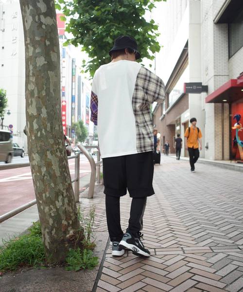 rovtski(ロフトスキー)の「【ビッグシルエット】JERZY CHECK MIX MIX DORMAN SHIRT/オーバーサイズ ジャージーチェックミックスドルマンTシャツ(Tシャツ/カットソー・メンズ・パープル系その他/イエロー系その他/レッド系その他・FREE)」の9枚目の写真