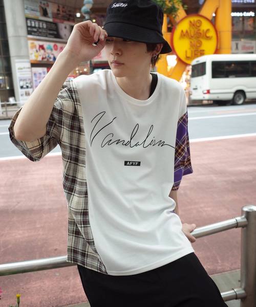 rovtski(ロフトスキー)の「【ビッグシルエット】JERZY CHECK MIX MIX DORMAN SHIRT/オーバーサイズ ジャージーチェックミックスドルマンTシャツ(Tシャツ/カットソー・メンズ・パープル系その他/イエロー系その他/レッド系その他・FREE)」の10枚目の写真