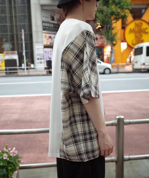 rovtski(ロフトスキー)の「【ビッグシルエット】JERZY CHECK MIX MIX DORMAN SHIRT/オーバーサイズ ジャージーチェックミックスドルマンTシャツ(Tシャツ/カットソー・メンズ・パープル系その他/イエロー系その他/レッド系その他・FREE)」の14枚目の写真