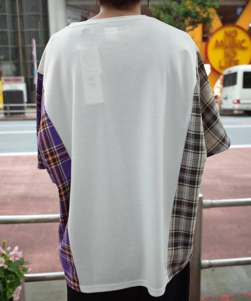 rovtski(ロフトスキー)の「【ビッグシルエット】JERZY CHECK MIX MIX DORMAN SHIRT/オーバーサイズ ジャージーチェックミックスドルマンTシャツ(Tシャツ/カットソー・メンズ・パープル系その他/イエロー系その他/レッド系その他・FREE)」の15枚目の写真
